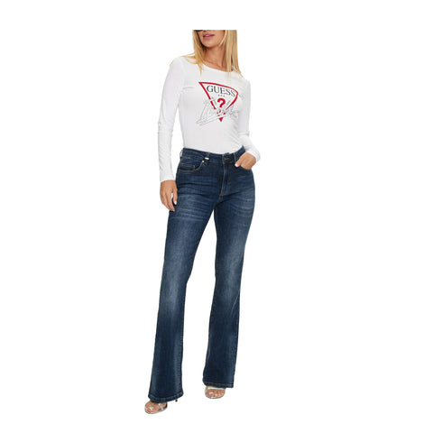 Guess T-shirt T-shirt Donna Icon a maniche lunghe Bianco - Francavilla Moda